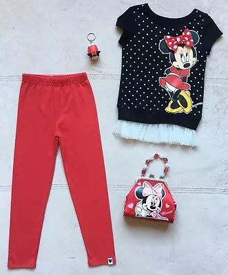 Minnie Mouse Girls T-Shirt & Leggings Size 6 Purse & Tsum Tsum Keychain - NEW! • $49.99