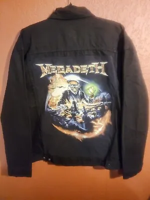 Megadeth Customized Black Denim Trucker Battle Jacket Men's Size M Thrash Metal • $60