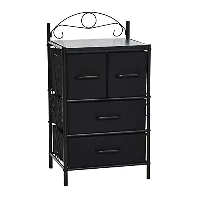 Entials Victoria Dresser Nighstand Storage Organizer With 4 Black Drawers Black  • $75.89