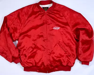 Coke Coca-cola Vintage Pla-jac By Dunbrooke Mens Xl Satin Bomber Varsity Jacket • $26.30