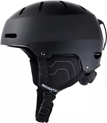 Monata Ski Snowboard Helmet (55-61cm) Ear Guards Dial Fit Vents Black ✅ASTM CPSC • $19.97