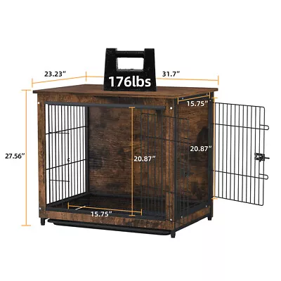 Large Wooden Dog Crate Puppy Cage Pet Kennel House End Table Furniture With Tray • $119.92