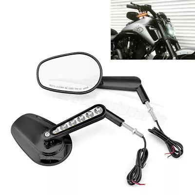 For Harley Davidson V-Rod Muscle VRSCF Motorcycle LED Turn Signals Mirrors Black • $49.99