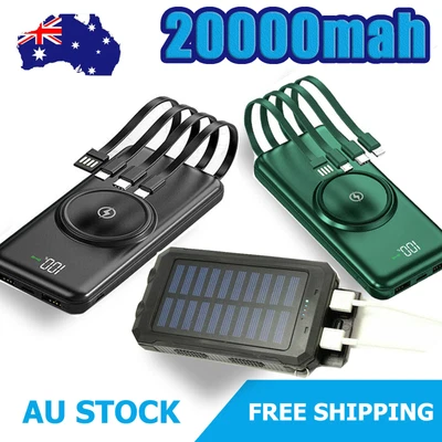$20.99 • Buy 20000mah Solar Power Bank Portable Dual USB Phone Charger External Battery AU
