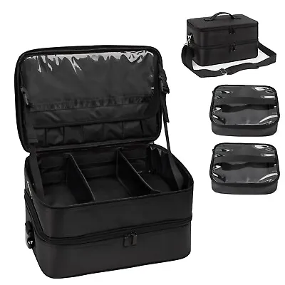 Extra Large Makeup Case Professional Makeup Artist Traveling Bag Double Lay... • $74.95