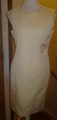 £5.99 • Buy Atmosphere Ivory Stretch Shift Dress+ Satin Lining+broach Sz 16 Nwot**reduced**
