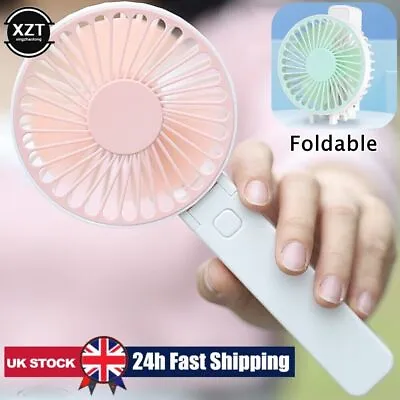 Mini Portable Hand-held Fan Folding Desk Fan Cooler Cooling USB Rechargeable UK • £4.33