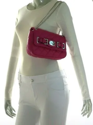 Michael Kors Hamilton Quilt Small Leather Shoulder Flap Bag Fuchsia  • $109