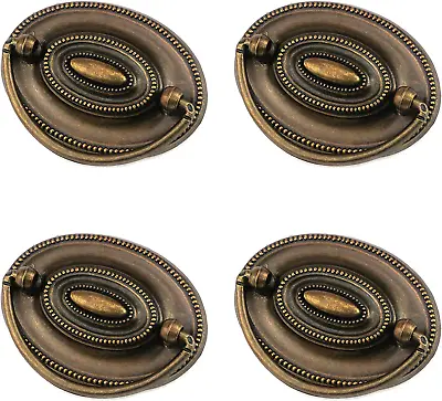 4 Pcs Furniture Dresser Pull Antique Brass Bail Drawer Pull Oval Drop Swing Han • $18.95