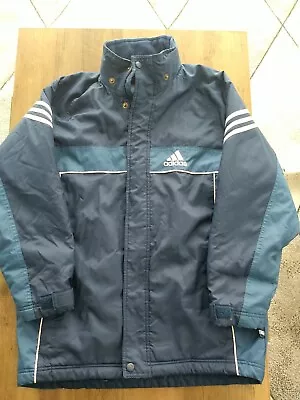 Adidas Managers Coat Coaching Blue & White Jacket Padded Size 34  • £17.76