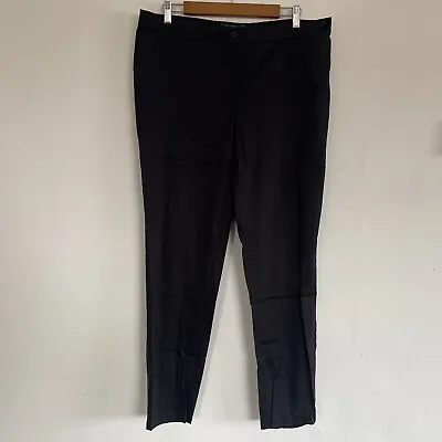 Marina Rinaldi Slim Leg Trousers Size UK 18 Black Cotton Blend Smart Classic • £20