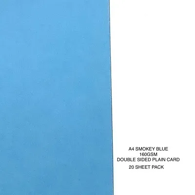 A4  Smokey Blue  Mat Plain Card 20 Sheet Pack Double  Sided Coloured  Card  • £3.39