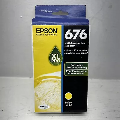 Epson 676XL Yellow Ink Cartridge New Sealed Exp 2021 • $18.99