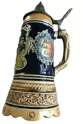 Vintage German Beer Stein Music Box With Pewter Lid Rare Check Pictures Details • $21.99