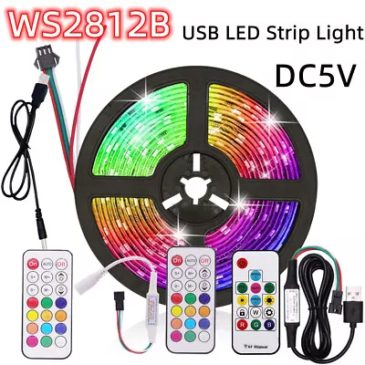 DC5V WS2812B RGB LED Strip Light Addressable 30/60 Led/M With 14Key 21Key Remote • $14.10