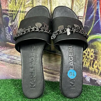 New Karl Lagerfeld Paris Women's Slide Sandals Black. Size 10 • $22