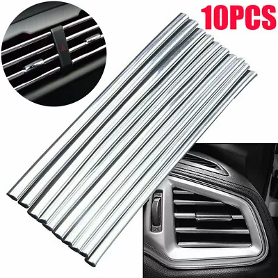 £3.58 • Buy 10Pcs Car Accessories Auto Silver Air Conditioner Outlet Decoration Strip Trim