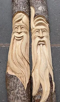 £58.99 • Buy Amazing Carved Wooden Green Man Half Tree Log Statue 100 Cm Indoor / Outdoor 
