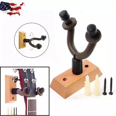 1pc Universal Wall Mount Guitar Hanger Wooden Hook Stand Ukulele Bass Violin US • $7.59