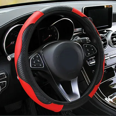 $6.99 • Buy Car Accessories Steering Wheel Cover Black Leather Anti-slip 15''/38cm Universal