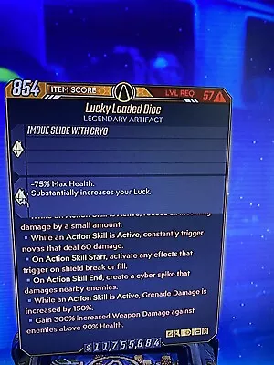 £1.75 • Buy Modded Lucky Loaded Dice Multiple Anointments Artifact Borderlands 3 Xbox