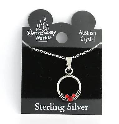 NEW Disney 17.75  Necklace & Pendant Set - 925 Sterling Silver Red Mickey Mouse • $7.99