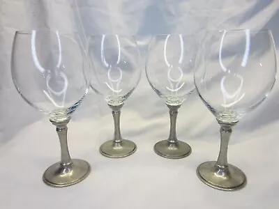 Set Of 4 95% Pewter Stemmed Metal Stem Goblet Water Wine Glasses 20 Oz. • $1