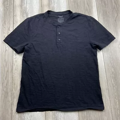 Vince Shirt Mens Medium Black Henley Short Sleeve Cotton Stretch Casual Men • $18.84