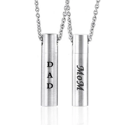 £6.83 • Buy Stainless Steel Dad Mom Cremation Ashes Keepsake Pendant Necklace Urn Stash