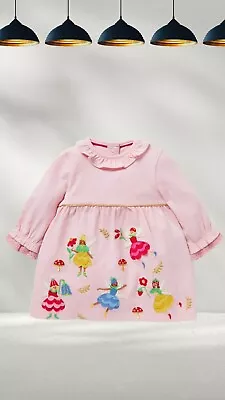 Ex Baby Boden Girl’s Jersey Applique Dress In Boto Pink Fairies (A Bit Defect) • £11.24