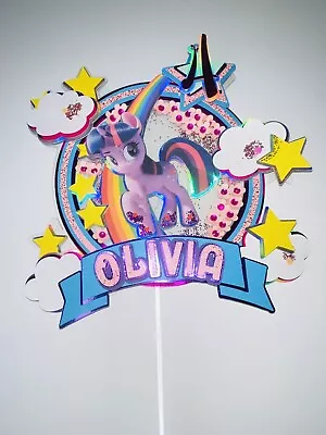 £14 • Buy Custom My Little Pony Cake Topper, Unicorn Cake Topper, Personalised Cake Topper