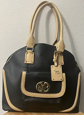 $20 • Buy Emma Fox Handbag Satchel Tote Black Tan Leather Large Multi Compartment Zip