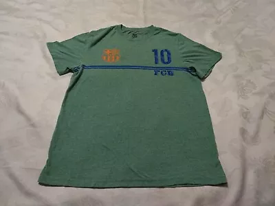 Authentic Lionel Messi #10 FC Barcelona FCB Mens Soccer Green T Shirt Size M • $11.99