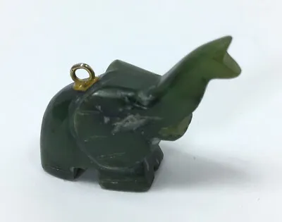 Vintage Dark Green Jade Hand Carved Elephant Pendant  • $28.99