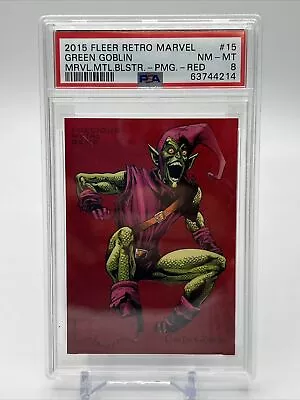 2015 Fleer Retro Marvel #15 Green Goblin Red PMG Precious Metal Gems /100 PSA 8 • $86