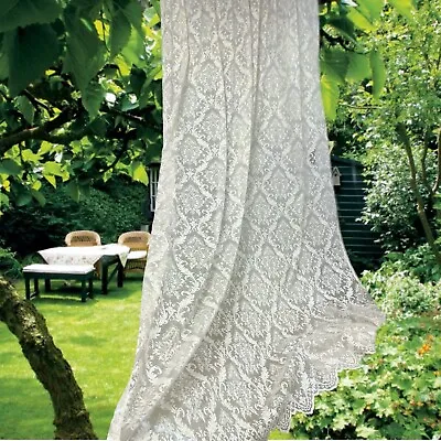 Damask Lace Window Curtain Vintage Lace French Tull  Shabby Chic Lace Curtains • $21.90