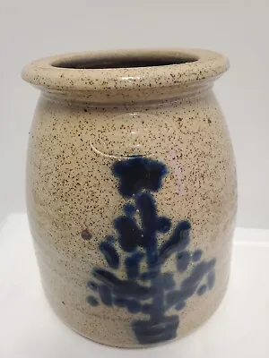 Bruce Stebner Salt Glazed Stoneware Crock  Blue Decorated Tree Hartville Ohio • $120