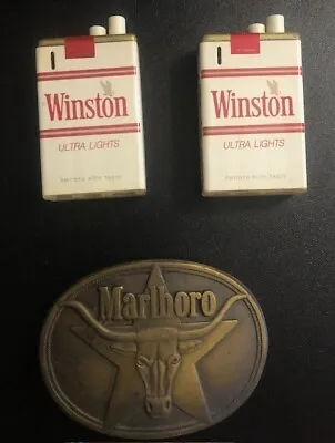 Lighter Winston Vintage And Marlboro Star Long Horn Belt Buckle • $7.99