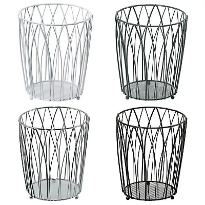 Metal Waste Paper Bin Basket Wire Steel Bathroom Storage Office Kitchen Dustbin • £9.99