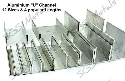 Extruded Aluminium U CHANNEL C Profile - 12 Sizes & 4 Lengths Available • £4.30