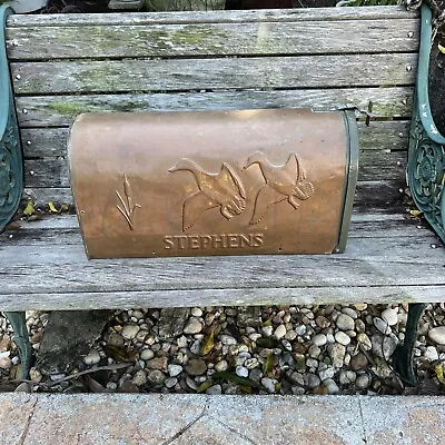 Vintage Galvanized Steel City Mailbox Ohio Large Copper Green USA Stephens • $75