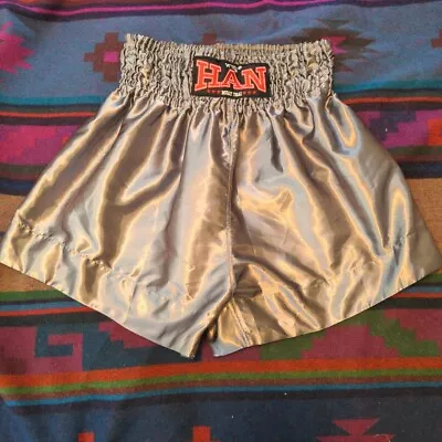 Han MMA Muay Thai Shorts Size Large Silver • $17.97