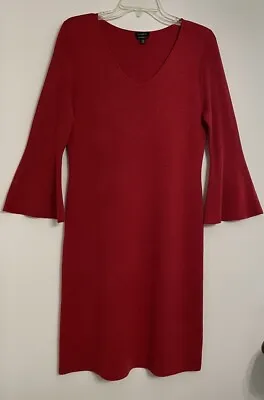 Talbots 100% Merino Wool Sweater Sheath Dress Bell Sleeves Red Womens Xs S  Nwot • $39.99