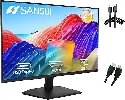 Sansui Monitor 24 Inch FHD PC Monitor With USB Type-CBuilt-in Speakers Earphone • $128.99