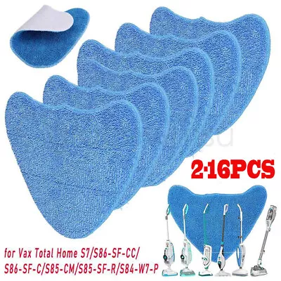 2-16 X Replacement Microfibre Pads For Vax Steam Mop Pads Blue ClothVax S85-CM • £5.89