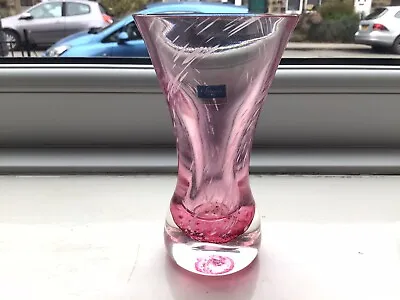 Caithness Glass Vase Vintage Art Glass Pink Swirl Vase 11.5 Cm Scotland • £7.49