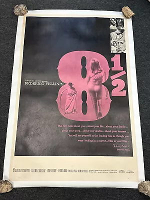 Vintage Rare Huge 60s 8 1/2 Federico Fellini Original Movie Poster 60  X 40  • $1250