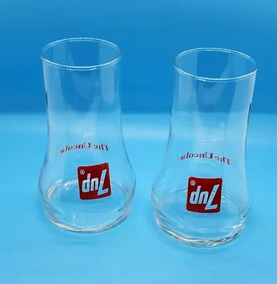 Set Of 2 Vintage 7 UP The Uncola Upside Down Glass Tumbler 16oz • $9.99