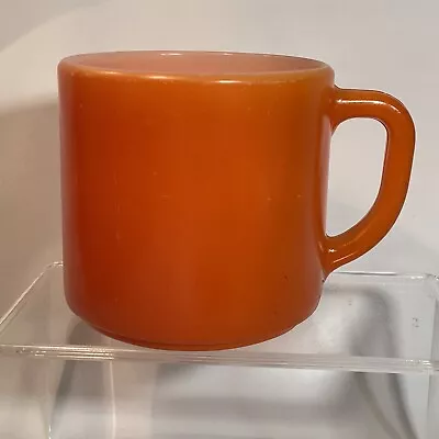 Federal Glass Mug Orange Fired-on Stackable Vintage Retro Coffee Cup Made USA • $7.50