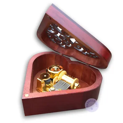 Wooden Heart Shape Music Box With Sankyo Musical Movement (60 Tunes Option) • £29.99